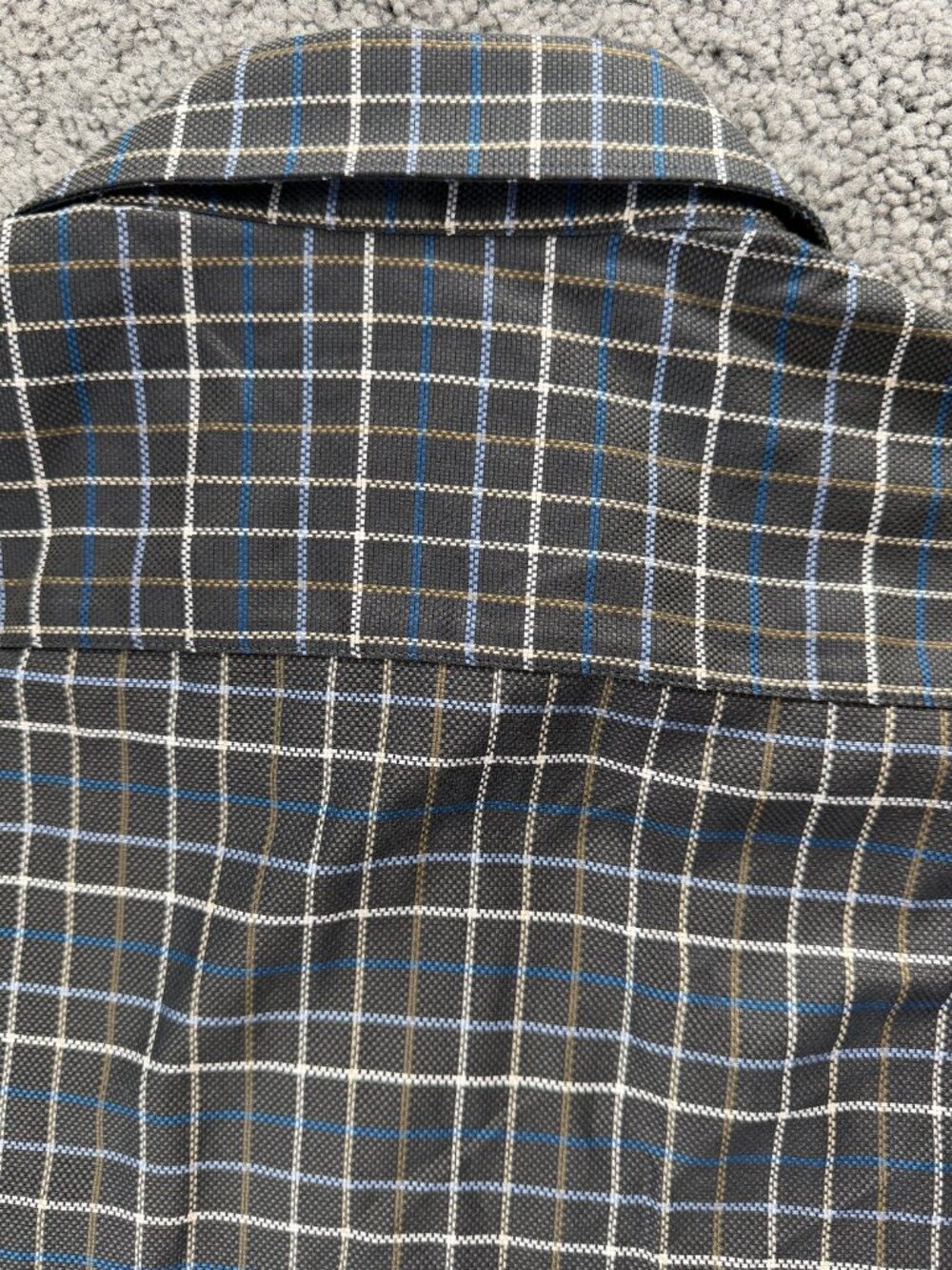 Ermenegildo Zegna Men L Charcoal Grey Plaid Windowpane 100% Cotton Shirt Luxury - Picture 13 of 13